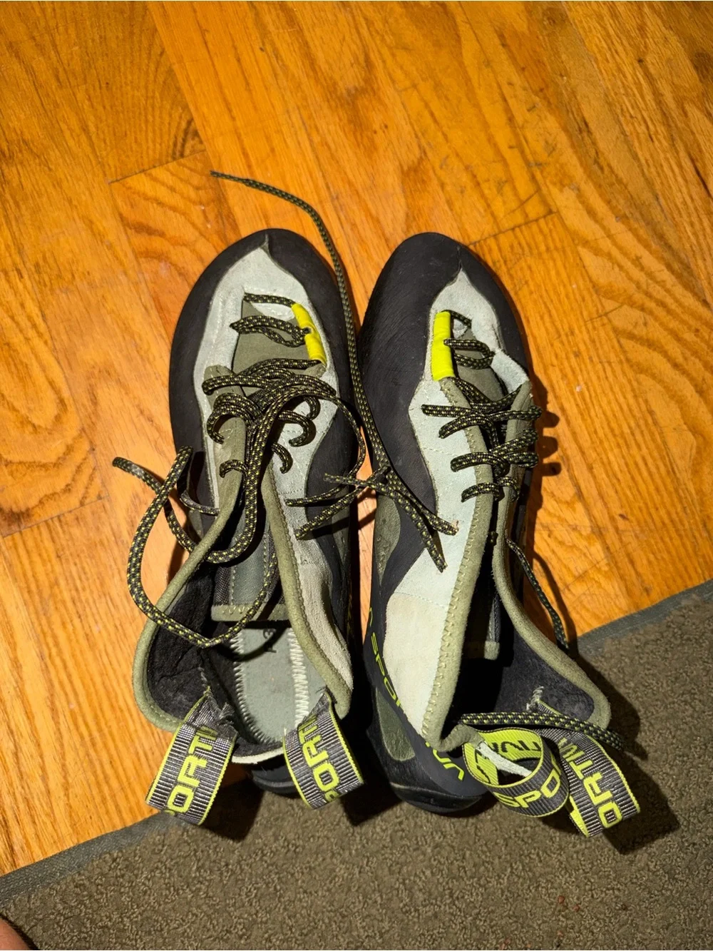 La Sportiva Men's Gray and Black Climbing Shoes with Yellow Accents